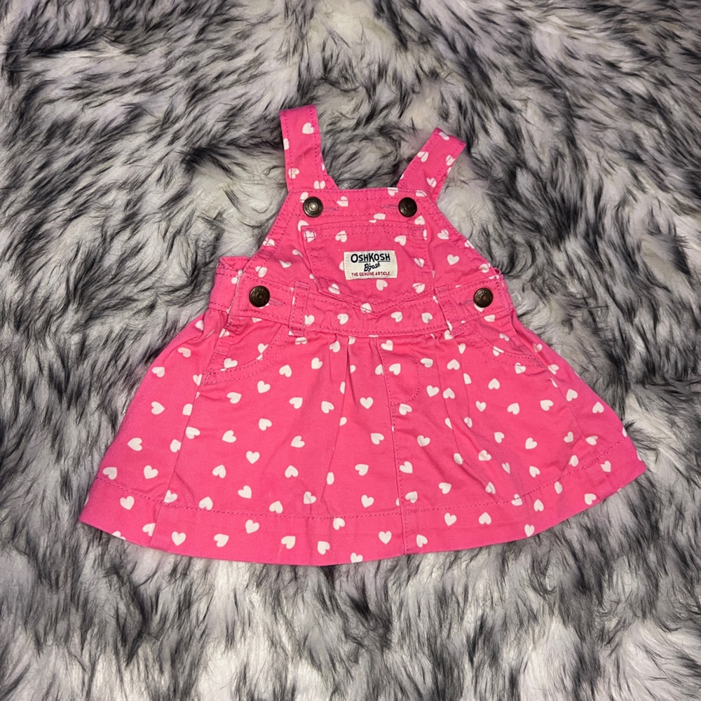Oak Kosh Pink Hearts Skirt Overalls 3M